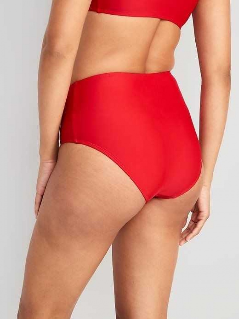 Old Navy High-Waisted Bikini Swim Bottoms Red | PWL761238