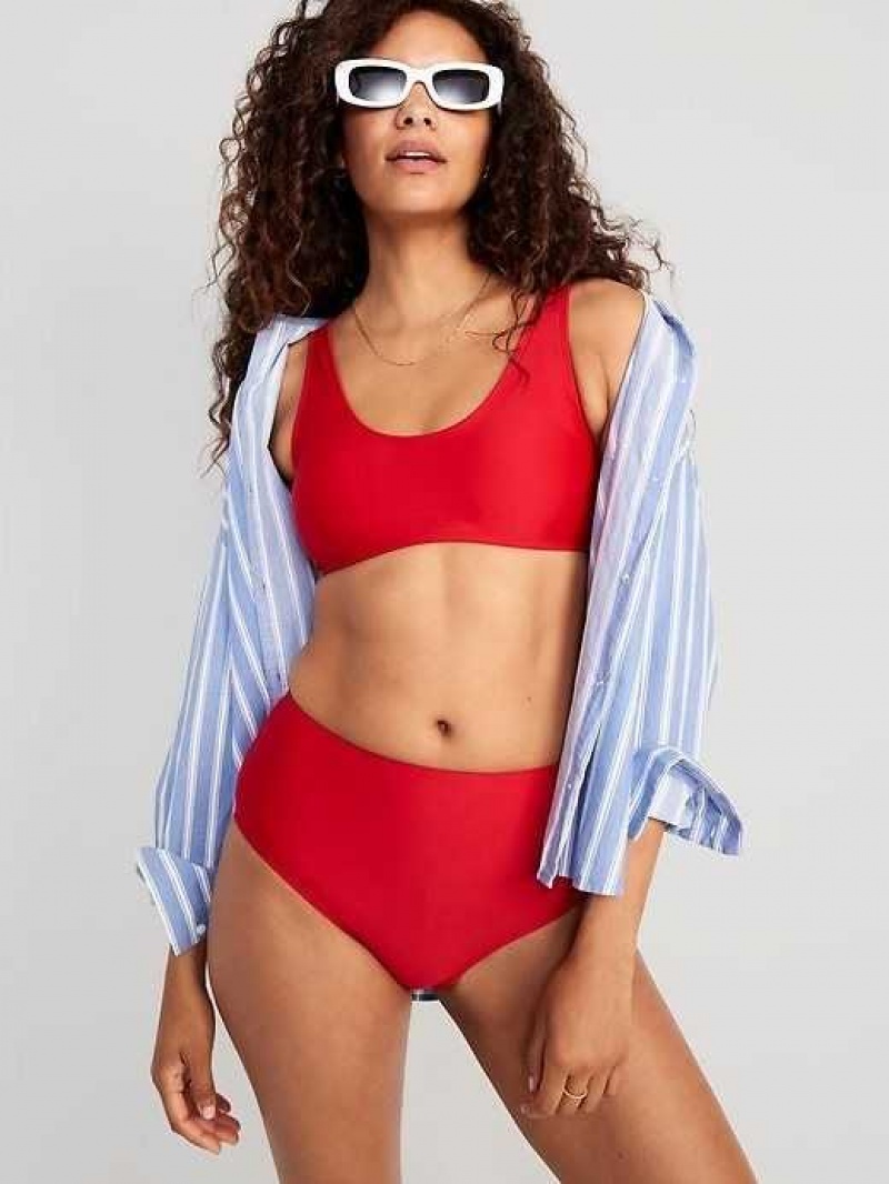 Old Navy High-Waisted Bikini Swim Bottoms Red | PWL761238