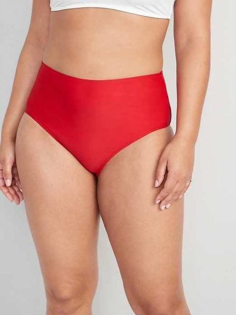 Old Navy High-Waisted Bikini Swim Bottoms Red | PWL761238