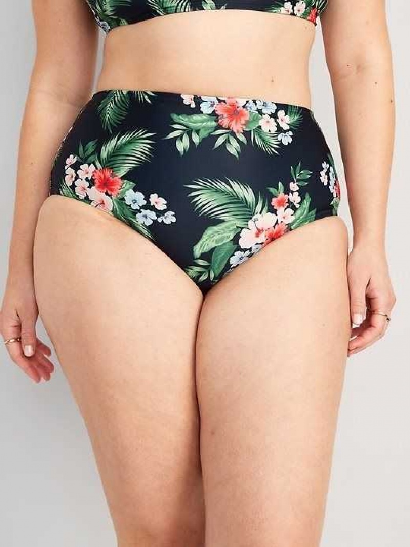 Old Navy High-Waisted Bikini Swim Bottoms Floral Midnight | PNV901365