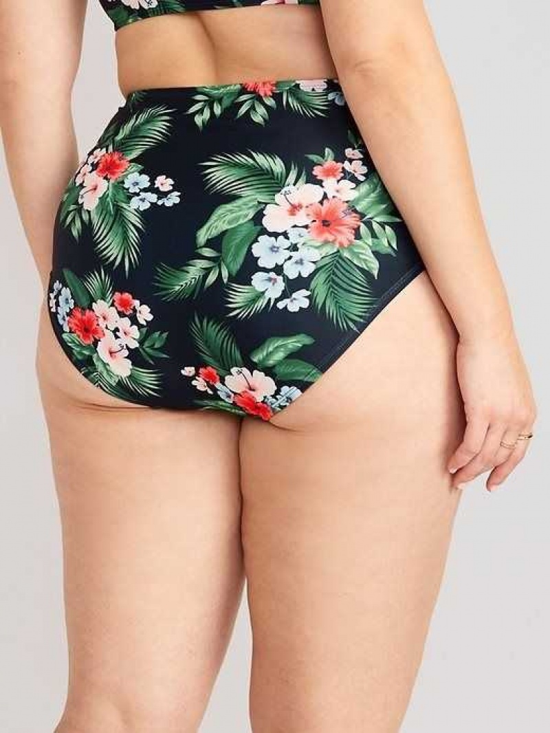 Old Navy High-Waisted Bikini Swim Bottoms Floral Midnight | PNV901365