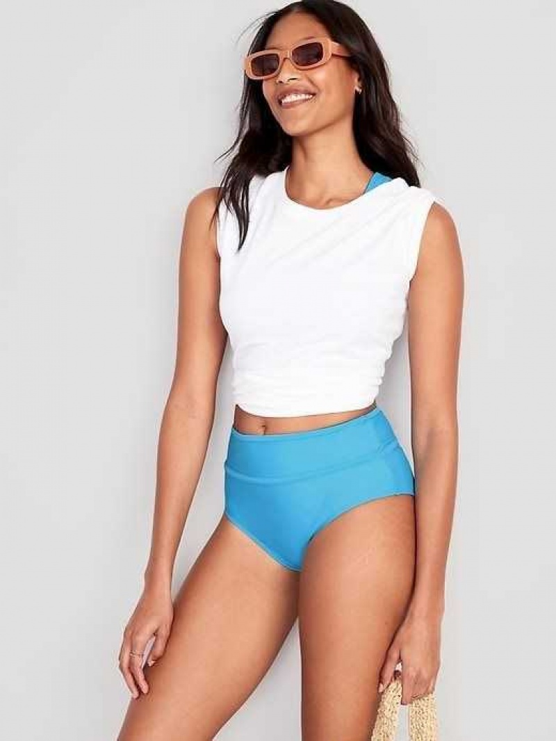 Old Navy High-Waisted Bikini Swim Bottoms Blue | MND581329