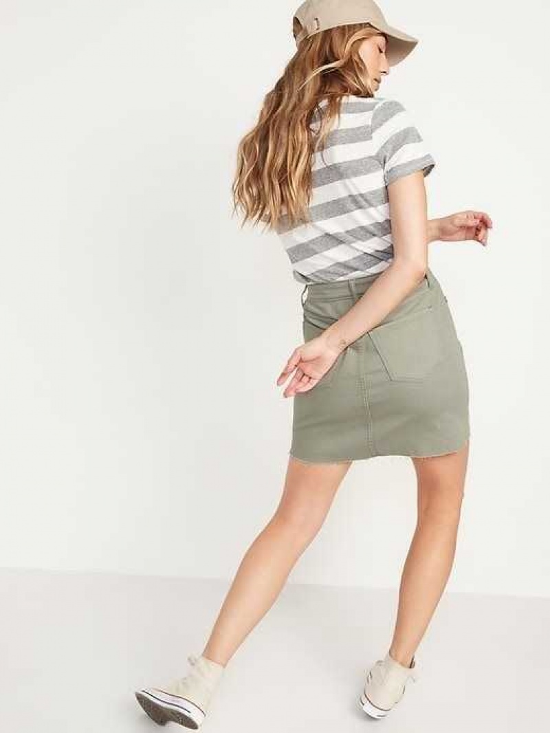 Old Navy High-Waisted Button-Fly Cut-Off Jean Skirt Grey | SJK573648