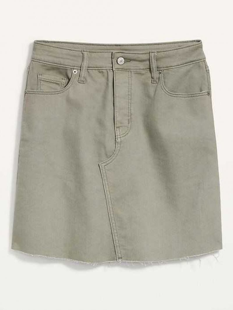 Old Navy High-Waisted Button-Fly Cut-Off Jean Skirt Grey | SJK573648