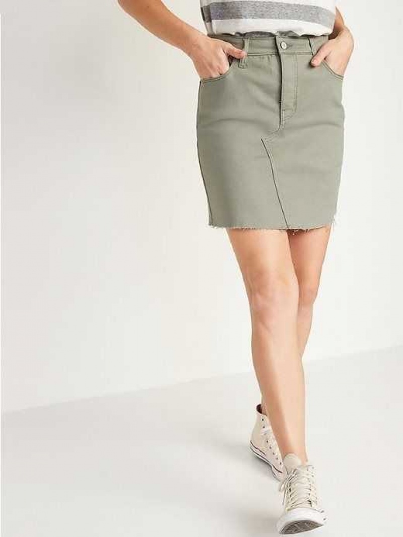 Old Navy High-Waisted Button-Fly Cut-Off Jean Skirt Grey | SJK573648