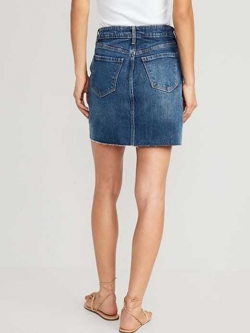 Old Navy High-Waisted Button-Fly OG Straight Mini Cut-Off Jean Skirt Saylor | TDX742803