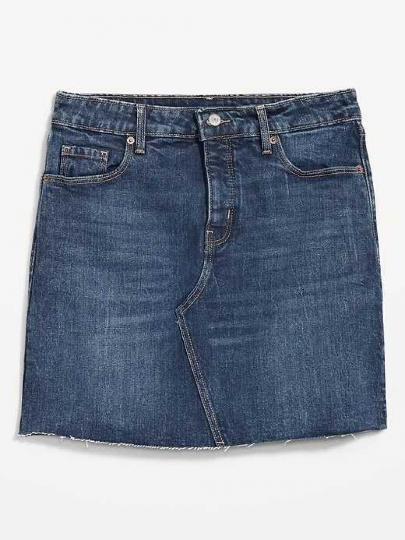 Old Navy High-Waisted Button-Fly OG Straight Mini Cut-Off Jean Skirt Saylor | TDX742803