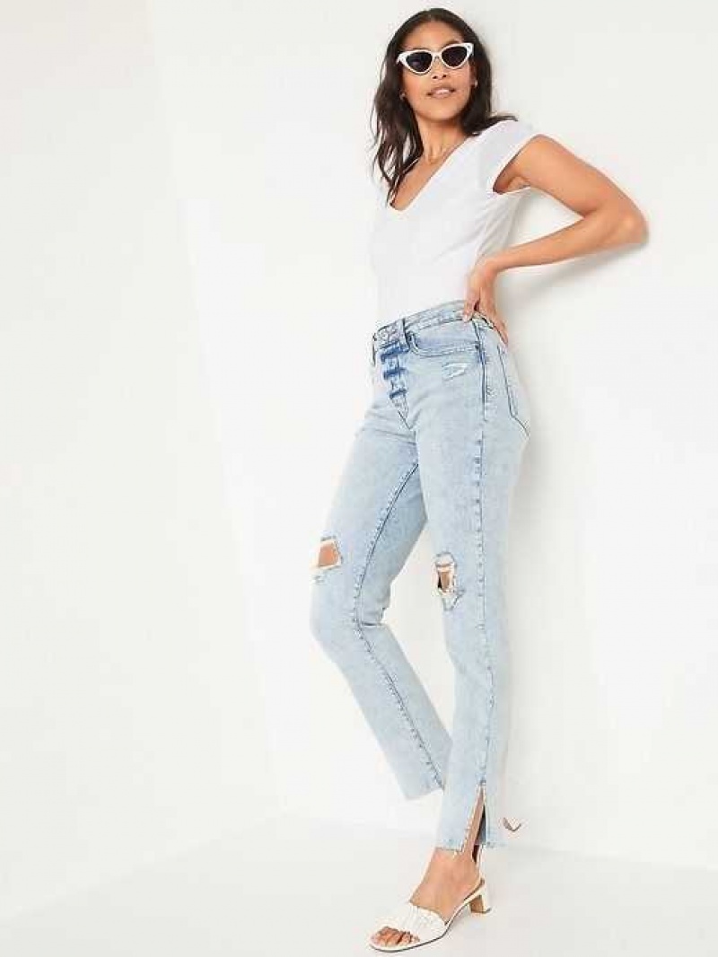 Old Navy High-Waisted Button-Fly OG Straight Ripped Side-Slit Jeans Laine | TCU185362