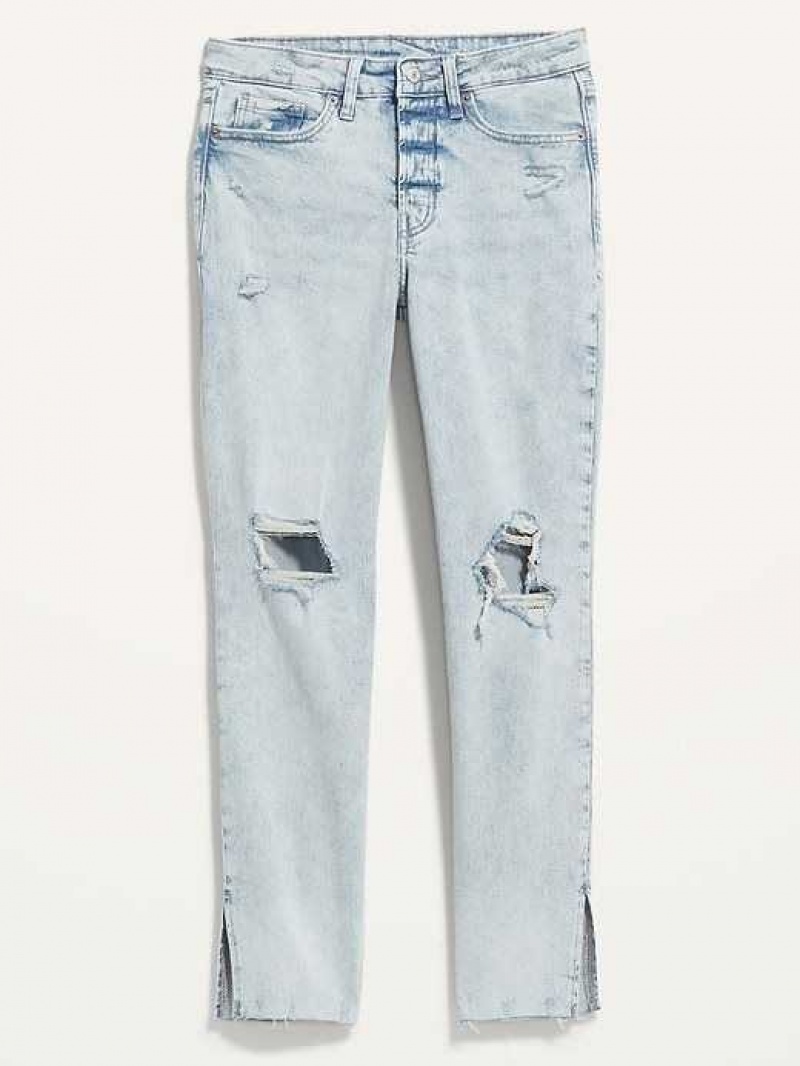 Old Navy High-Waisted Button-Fly OG Straight Ripped Side-Slit Jeans Laine | TCU185362