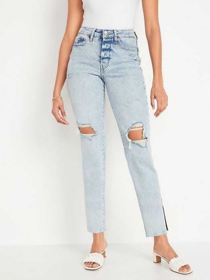 Old Navy High-Waisted Button-Fly OG Straight Ripped Side-Slit Jeans Laine | TCU185362