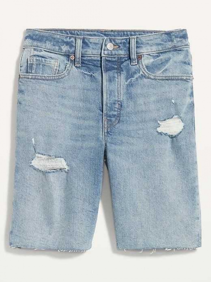 Old Navy High-Waisted Button-Fly O.G. Straight Distressed Cut-Off Jean Shorts Dahlia | SGY897065