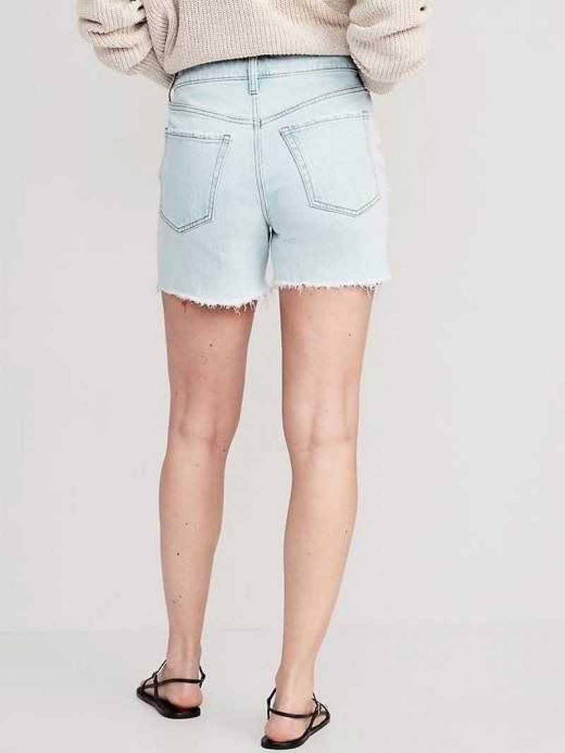 Old Navy High-Waisted Button-Fly OG Straight Ripped Cut-Off Jean Shorts Leif | FKT829061