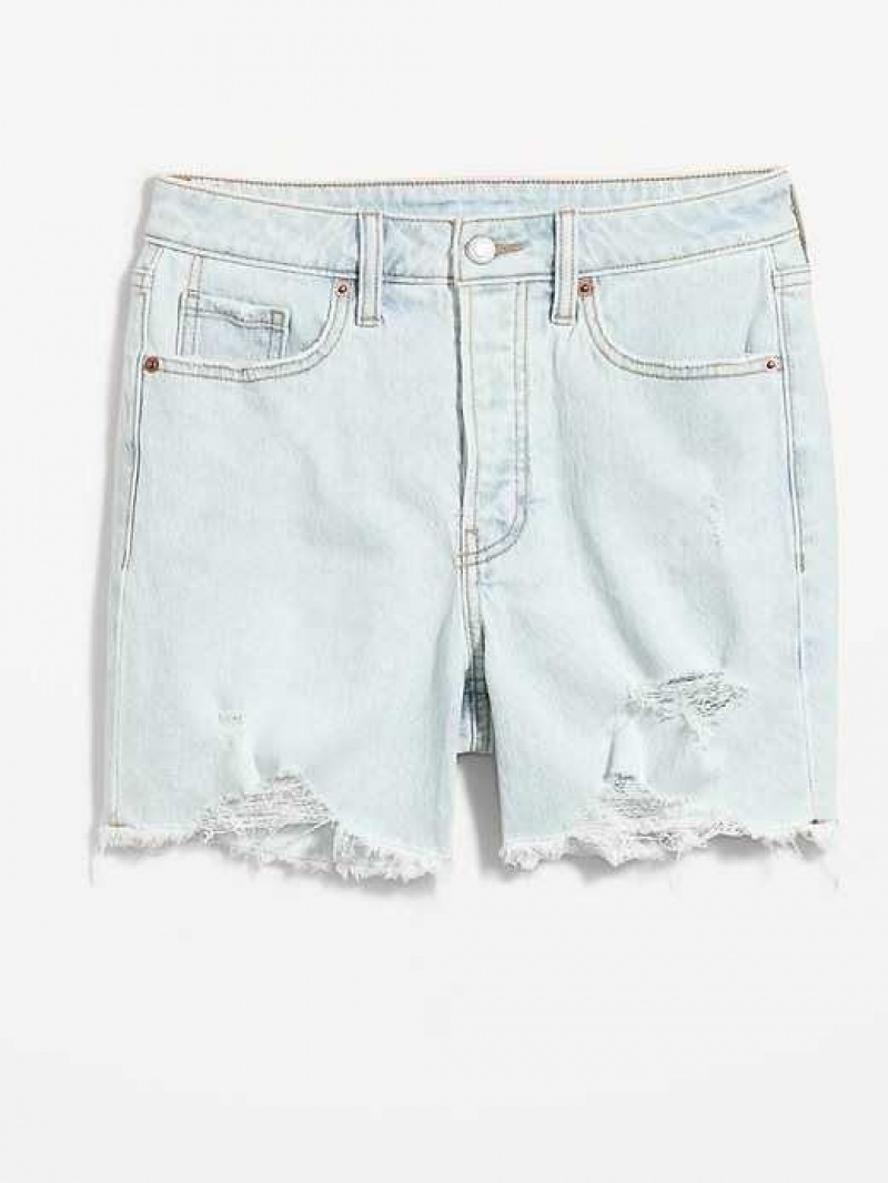 Old Navy High-Waisted Button-Fly OG Straight Ripped Cut-Off Jean Shorts Leif | FKT829061