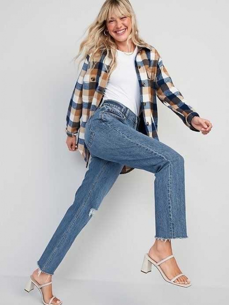 Old Navy High-Waisted Button-Fly Slouchy Straight Ripped Jeans Susie May | EUH140796