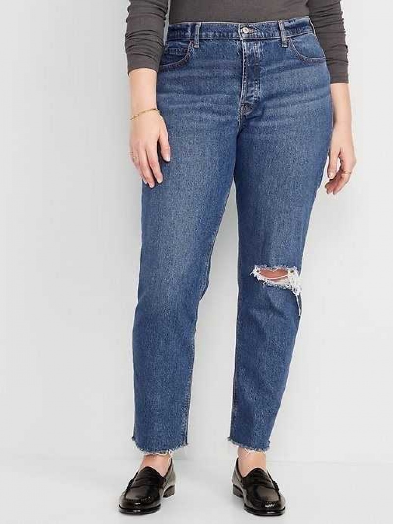 Old Navy High-Waisted Button-Fly Slouchy Straight Ripped Jeans Susie May | EUH140796