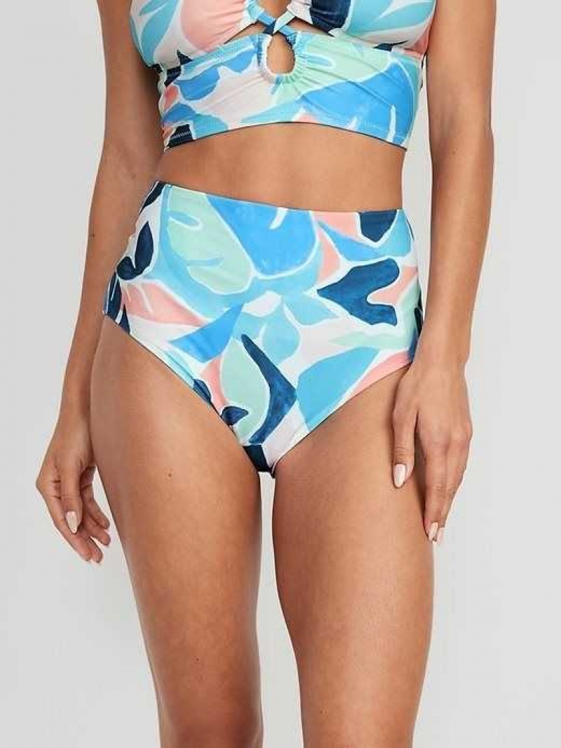 Old Navy High-Waisted Classic Bikini Swim Bottoms Blue | KLO934275