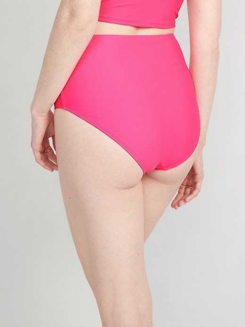 Old Navy High-Waisted Classic Bikini Swim Bottoms Neon Petunia | IKY378296