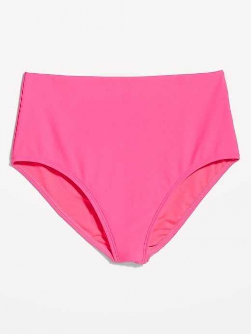 Old Navy High-Waisted Classic Bikini Swim Bottoms Neon Petunia | IKY378296