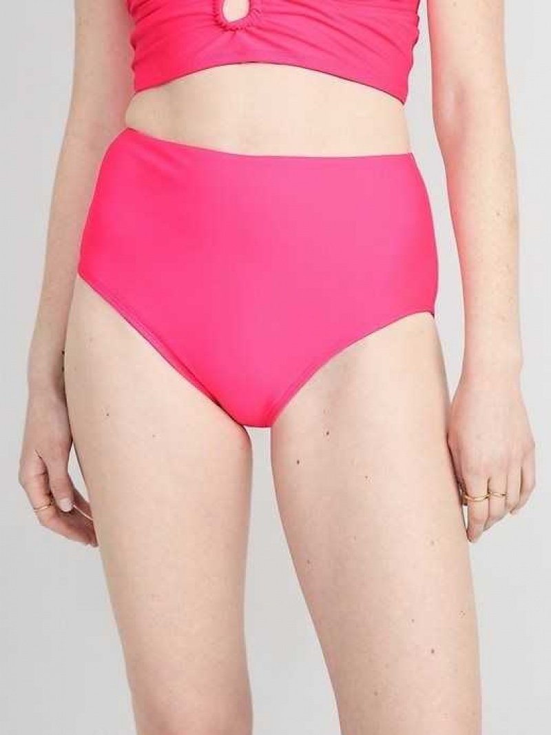 Old Navy High-Waisted Classic Bikini Swim Bottoms Neon Petunia | IKY378296