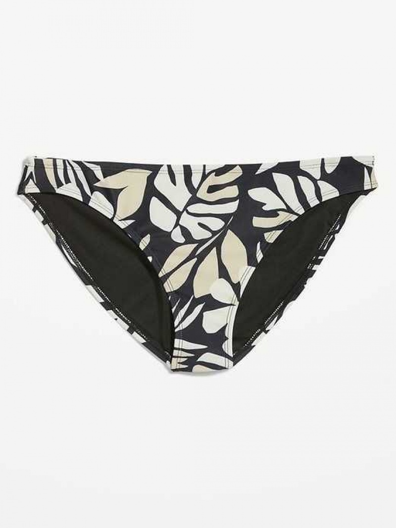 Old Navy High-Waisted Classic Bikini Swim Bottoms Black / White | FUD248069