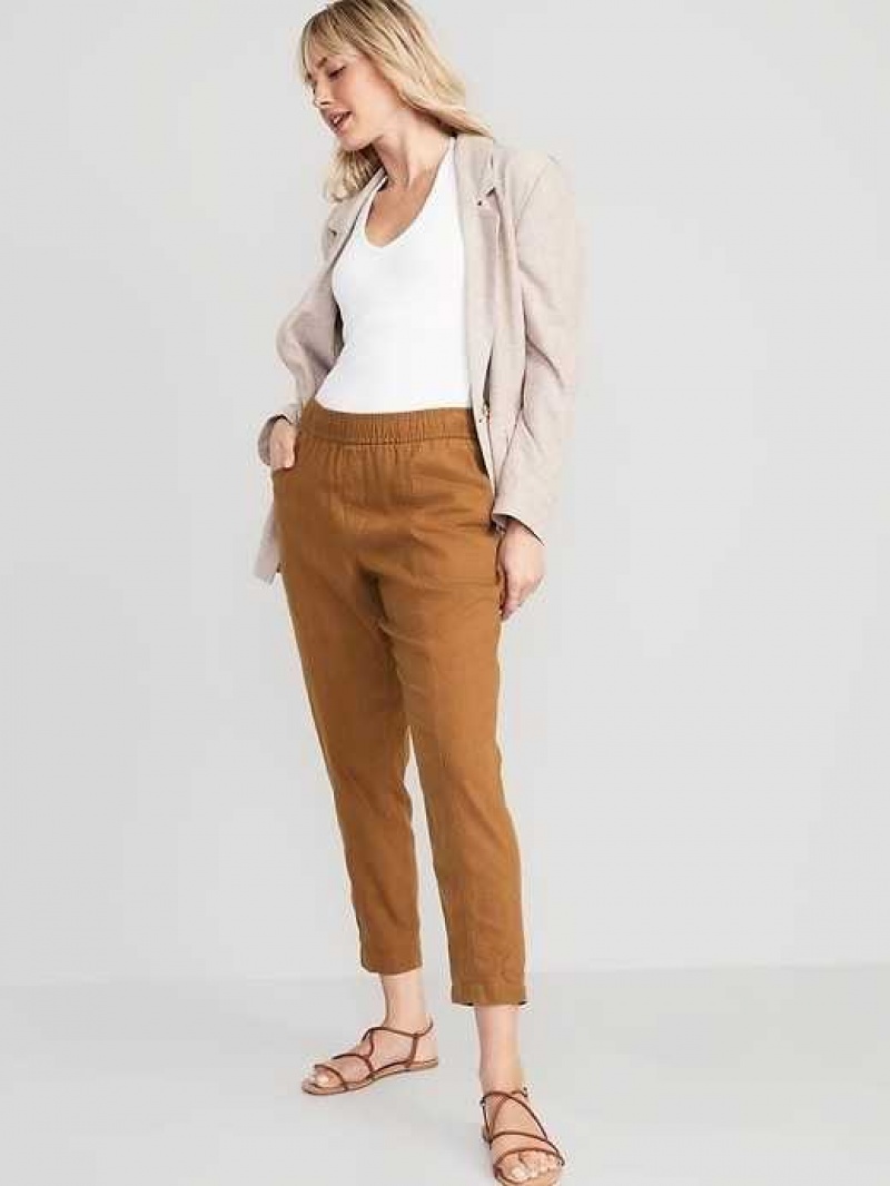 Old Navy High-Waisted Cropped Linen-Blend Tapered Pants Sisal | OHL924057