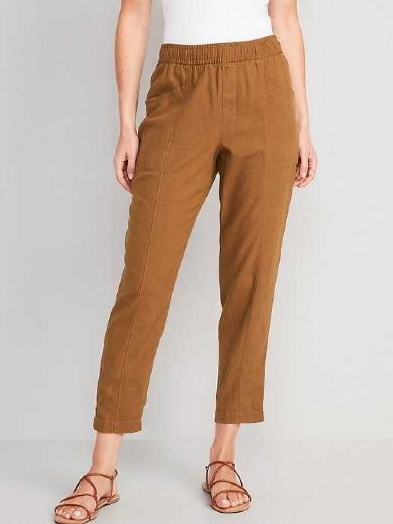 Old Navy High-Waisted Cropped Linen-Blend Tapered Pants Sisal | OHL924057