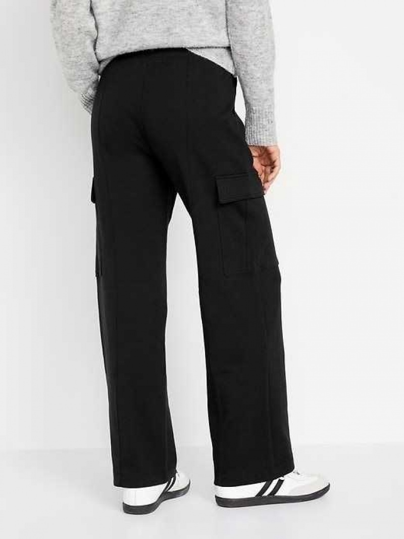 Old Navy High-Waisted Dynamic Fleece Cargo Trouser Pants Black | NBZ927415