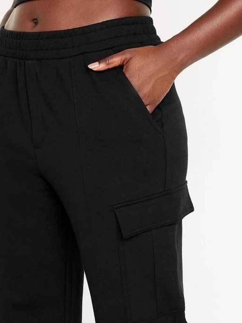 Old Navy High-Waisted Dynamic Fleece Cargo Trouser Pants Black | NBZ927415