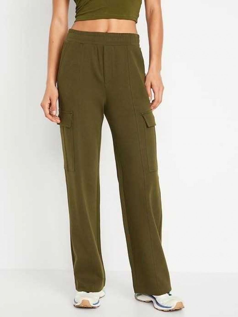 Old Navy High-Waisted Dynamic Fleece Cargo Trouser Pants Conifer | HSG143852