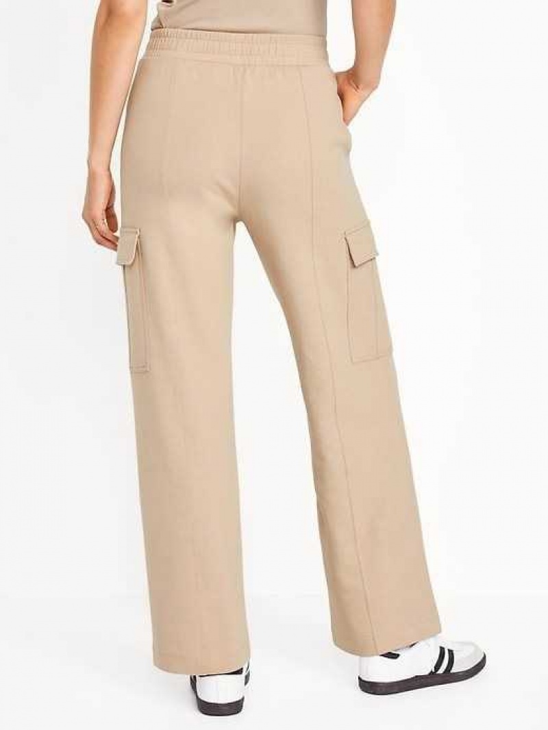 Old Navy High-Waisted Dynamic Fleece Cargo Trouser Pants Beige | DXF285617