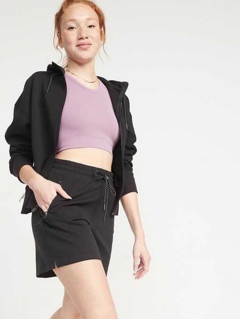 Old Navy High-Waisted Dynamic Fleece Shorts Black | OWQ382970