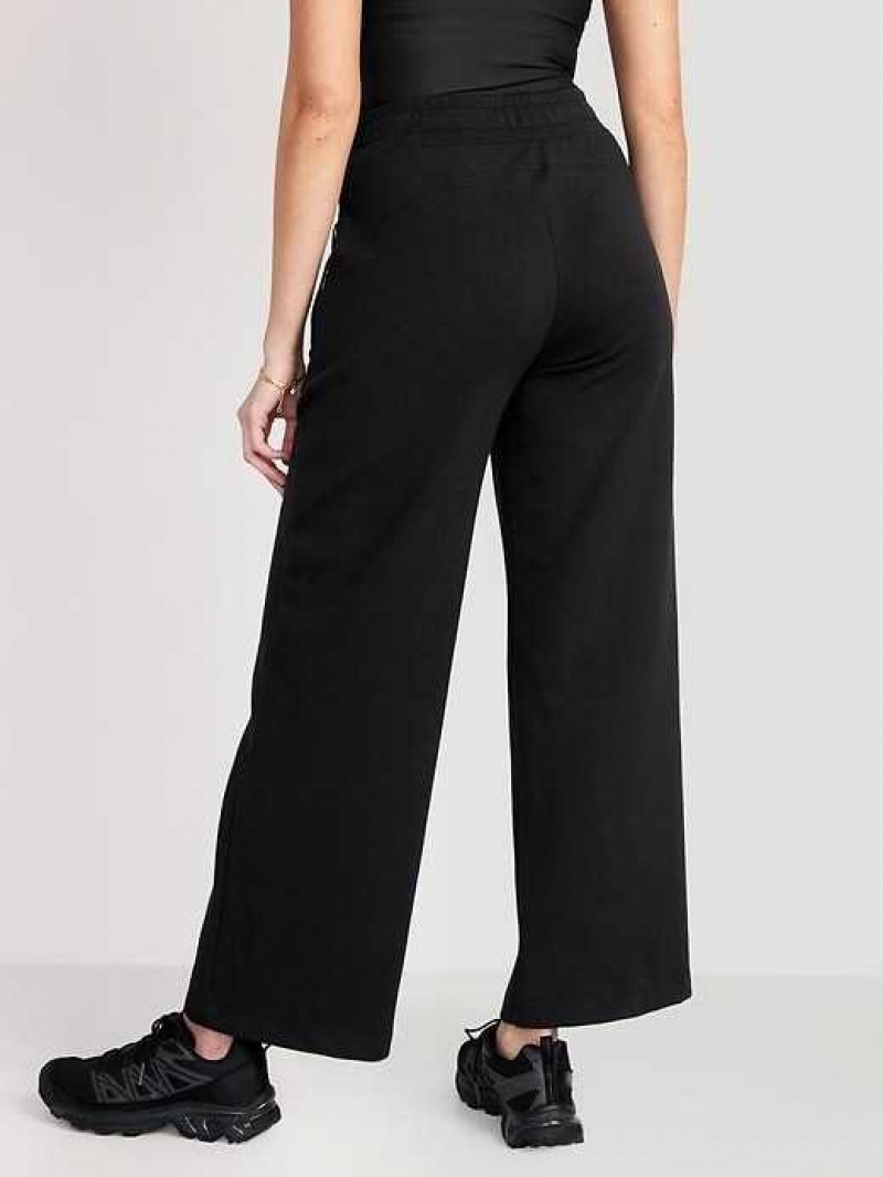 Old Navy High-Waisted Dynamic Fleece Wide-Leg Pants Black | YQS369102