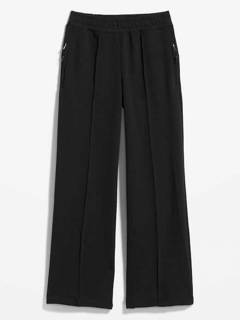 Old Navy High-Waisted Dynamic Fleece Wide-Leg Pants Black | YQS369102