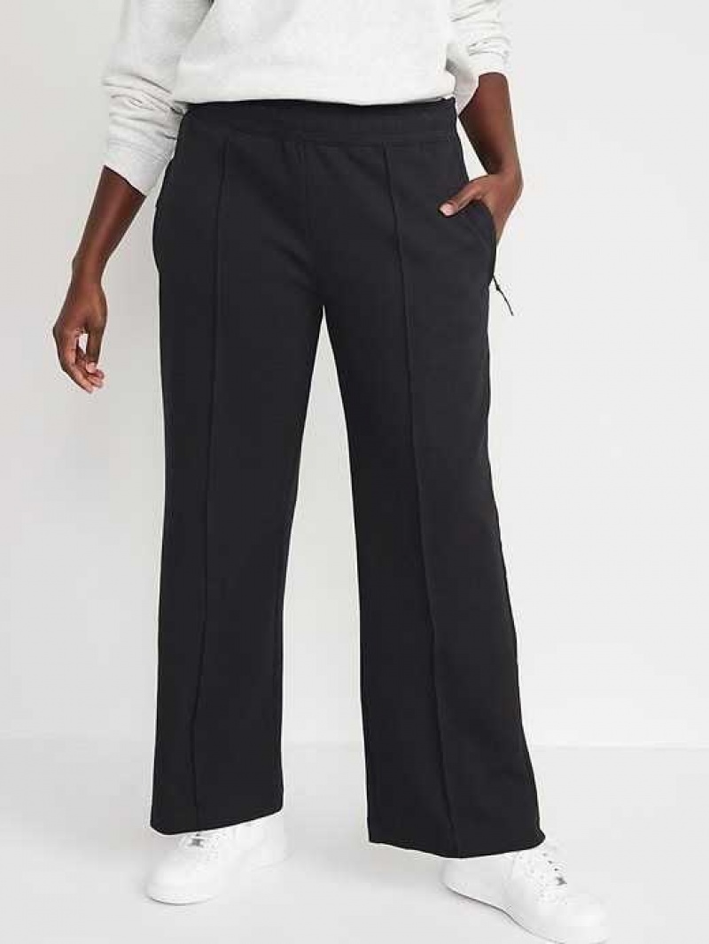 Old Navy High-Waisted Dynamic Fleece Wide-Leg Pants Black | YQS369102