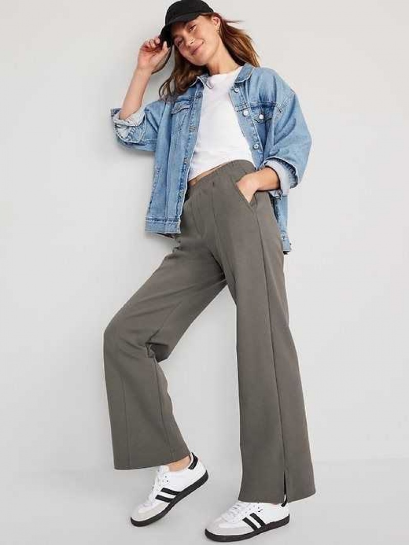 Old Navy High-Waisted Dynamic Fleece Wide-Leg Trouser Pants Grey | JMS195723