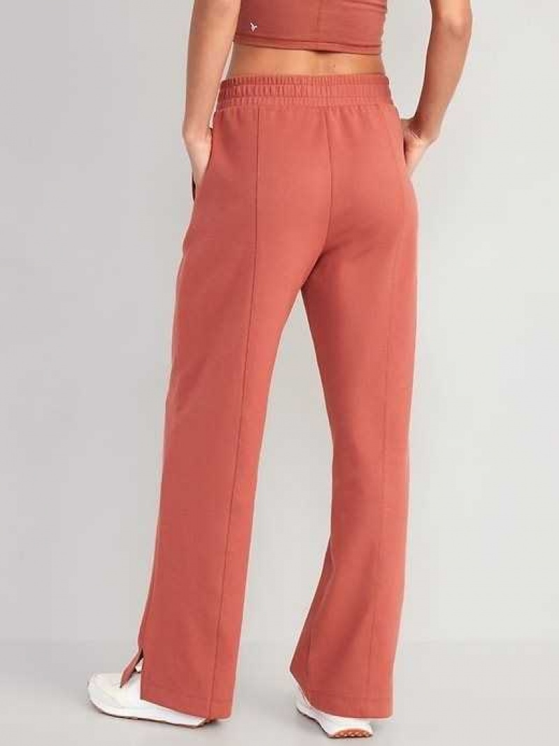 Old Navy High-Waisted Dynamic Fleece Wide-Leg Trouser Pants Apple Cinnamon | DPH981675