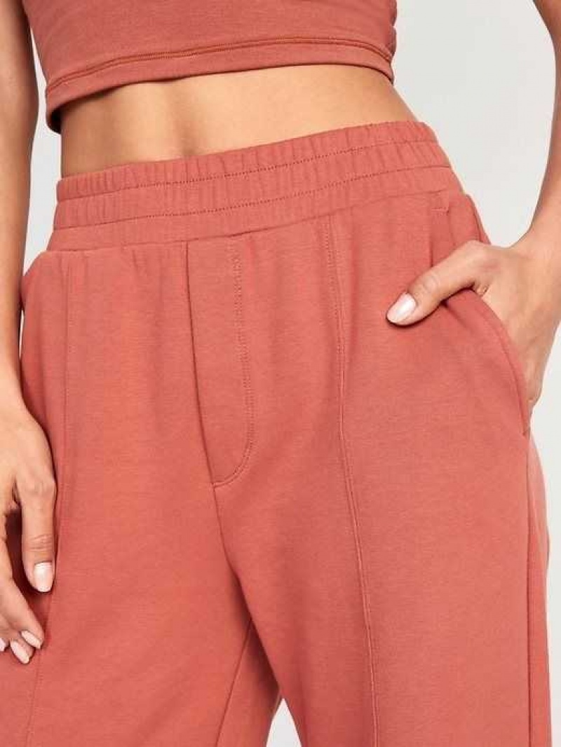 Old Navy High-Waisted Dynamic Fleece Wide-Leg Trouser Pants Apple Cinnamon | DPH981675