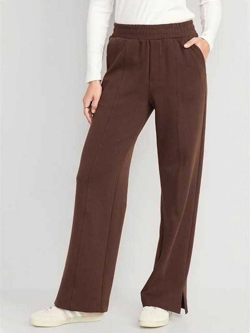 Old Navy High-Waisted Dynamic Fleece Wide-Leg Trouser Pants French Roast | CQE614390