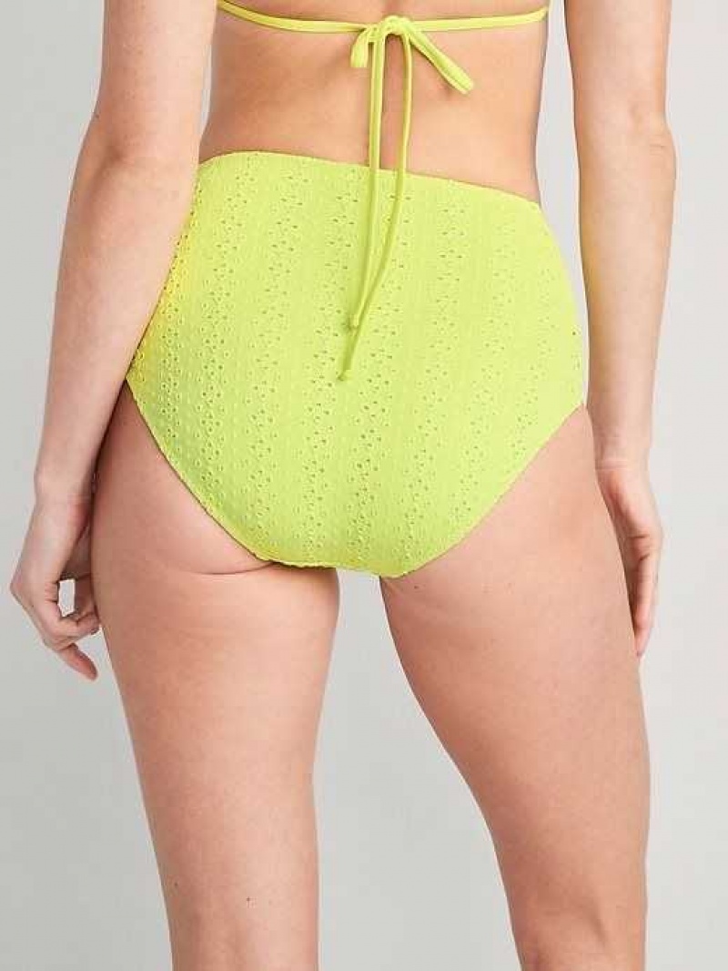 Old Navy High-Waisted Eyelet Bikini Swim Bottoms Green | MHU752084