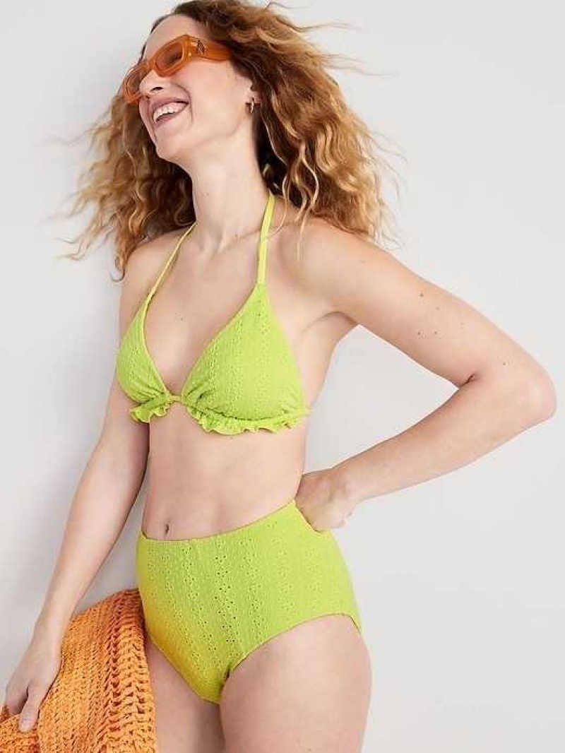 Old Navy High-Waisted Eyelet Bikini Swim Bottoms Green | MHU752084