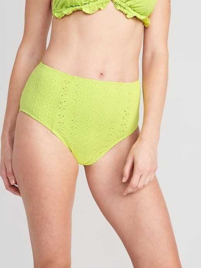 Old Navy High-Waisted Eyelet Bikini Swim Bottoms Green | MHU752084