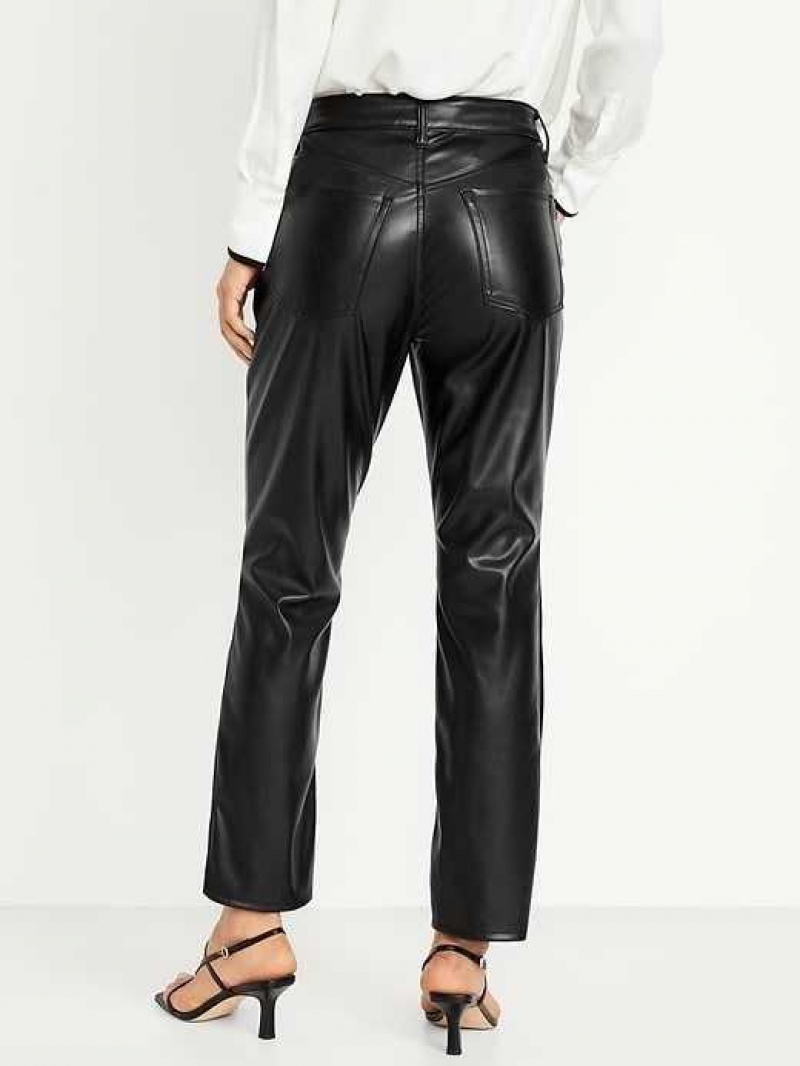 Old Navy High-Waisted Faux-Leather Boot-Cut Ankle Pants Black | BJP943687