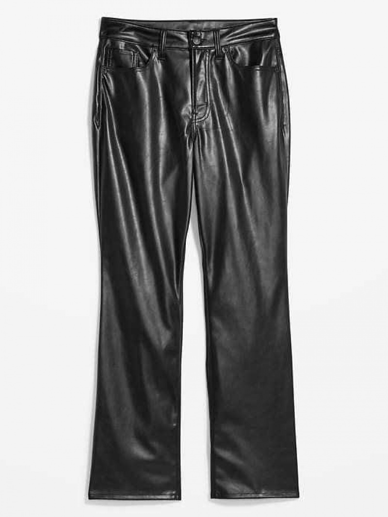 Old Navy High-Waisted Faux-Leather Boot-Cut Ankle Pants Black | BJP943687