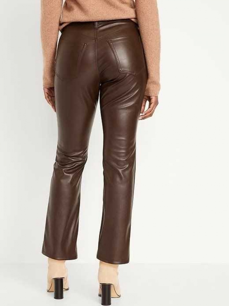 Old Navy High-Waisted Faux-Leather Boot-Cut Ankle Pants Brown | ZPU816509