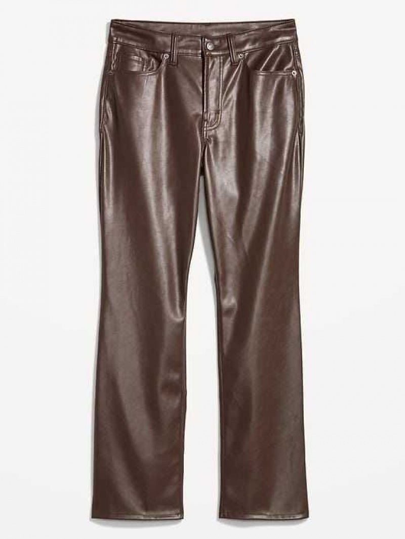 Old Navy High-Waisted Faux-Leather Boot-Cut Ankle Pants Brown | ZPU816509