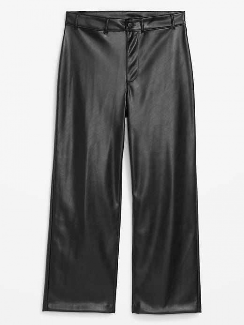 Old Navy High-Waisted Faux-Leather Cropped Wide-Leg Pants Black | PFX391508