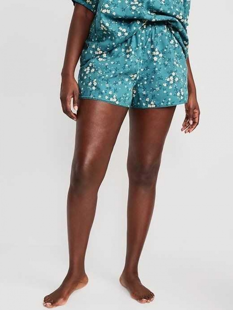 Old Navy High-Waisted Floral Pajama Shorts -- 3-inch inseam Turquoise | OEC805327