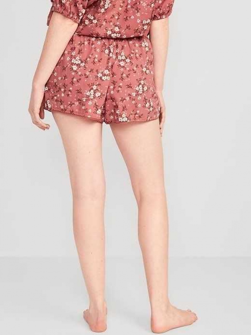 Old Navy High-Waisted Floral Pajama Shorts -- 3-inch inseam Red | CGF074658