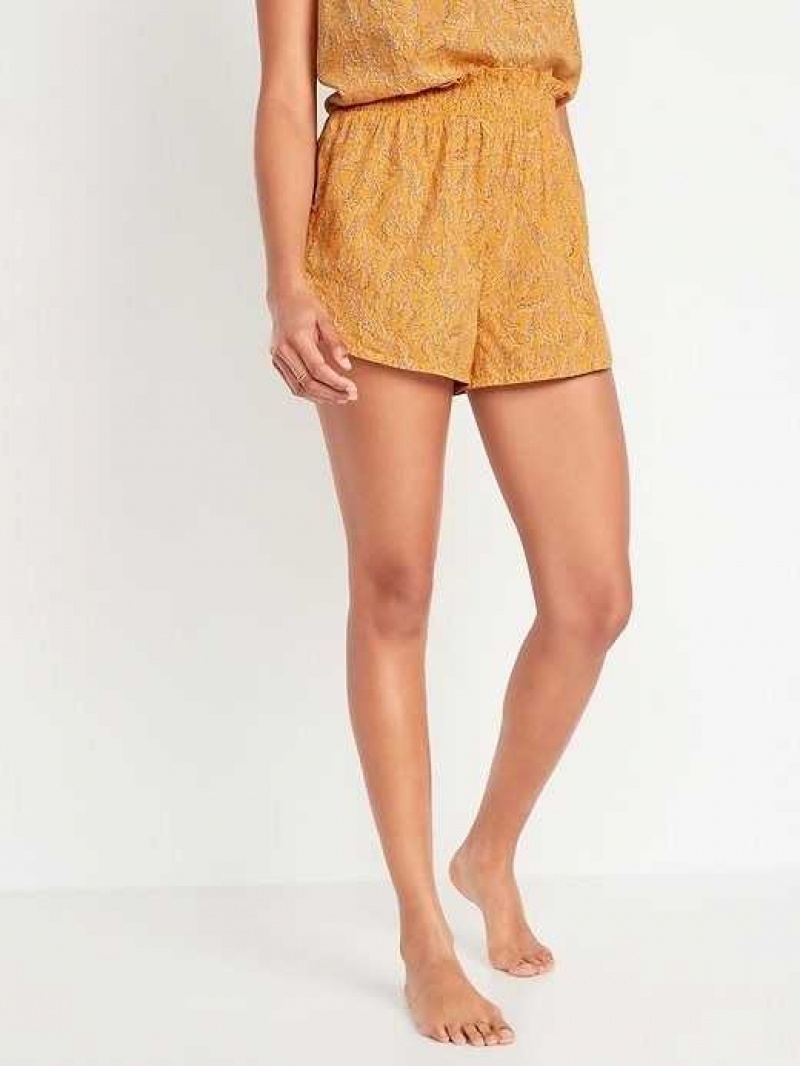 Old Navy High-Waisted Floral Pajama Shorts Yellow | AMY573419