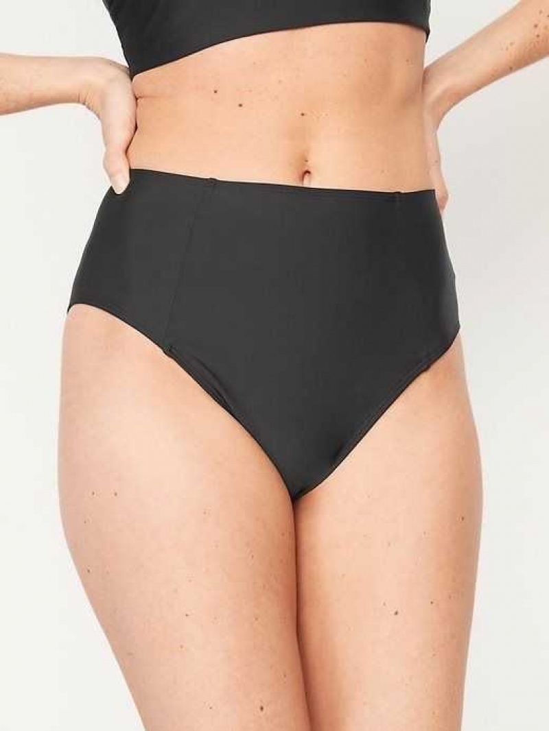 Old Navy High-Waisted French-Cut Bikini Swim Bottoms Ebony | XFB079468